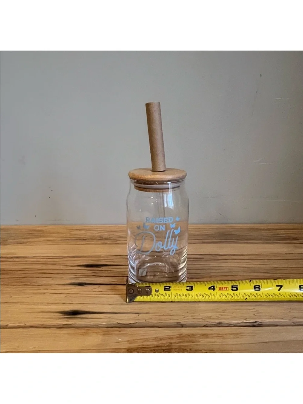 Dolly ‘Raised On Dolly' 16oz Glass Tumbler With Lid And Straw